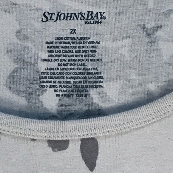 St. John’s Bay Tee Long Sleeve floral Size 2X - Picture 4 of 5
